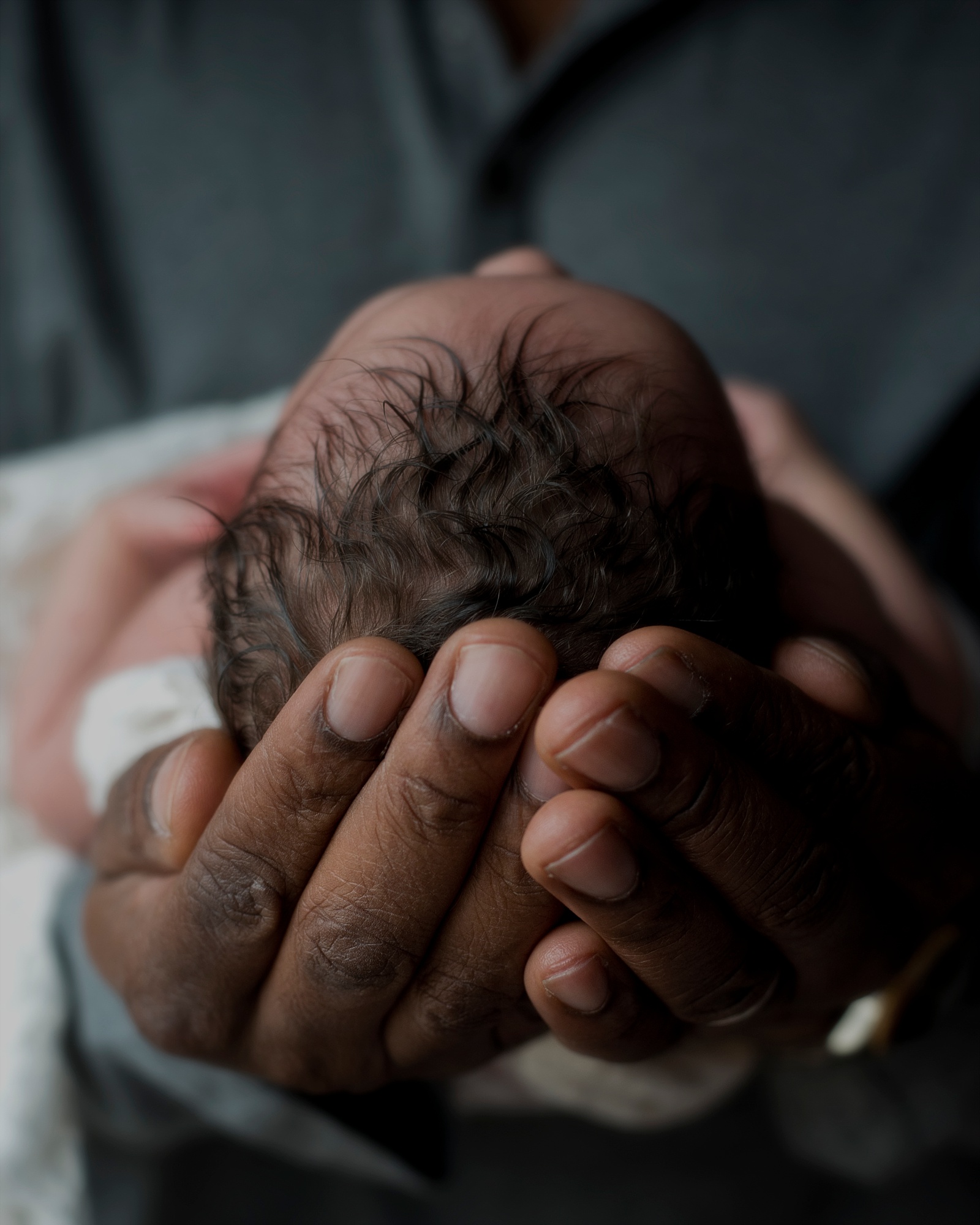 Newborn Daughter in Father's Hands Lifestyle Newborn Photography by Erin Tetterton