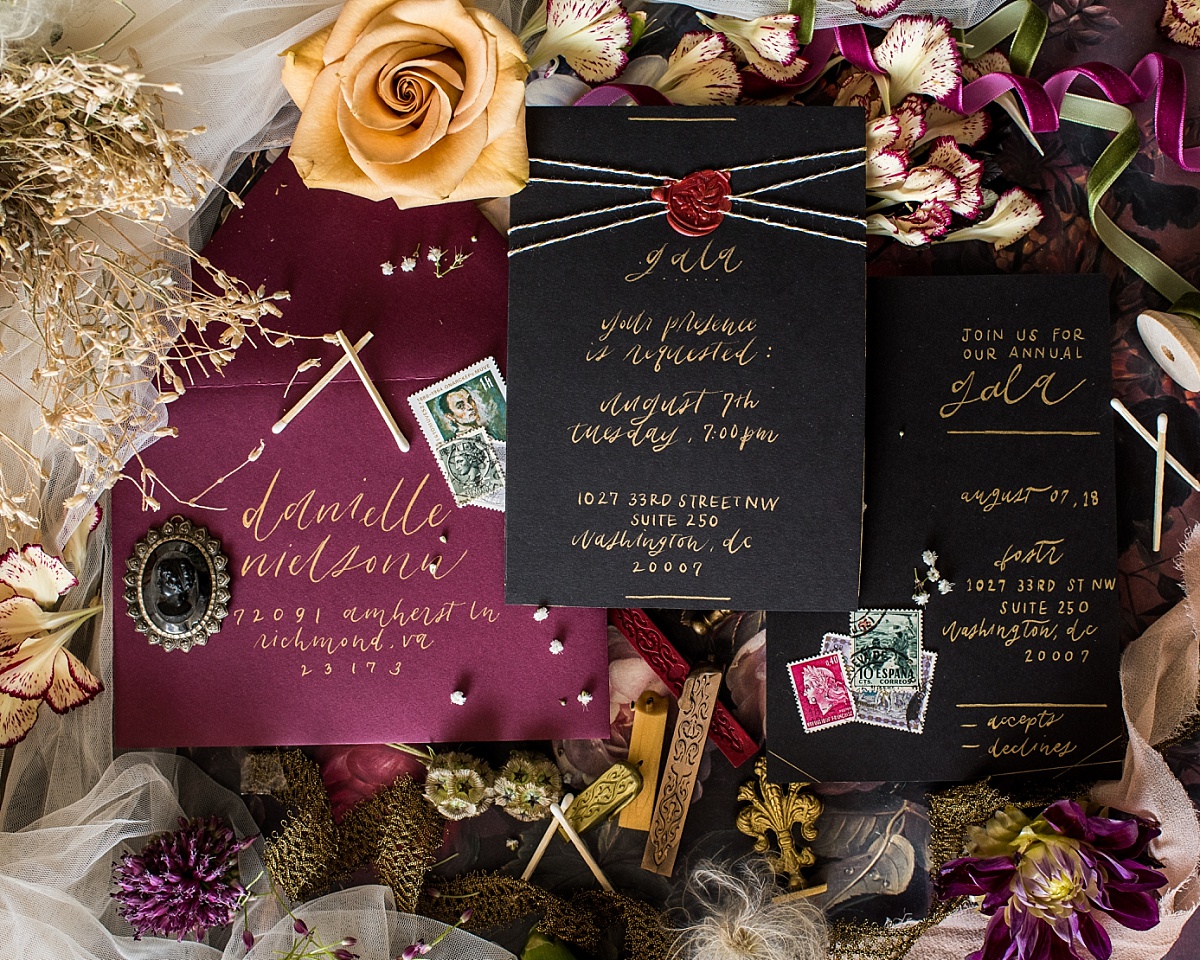 Wedding inspired by Marie Antoinette and the Baroque period. Invitation Suite by Letters by Becca.