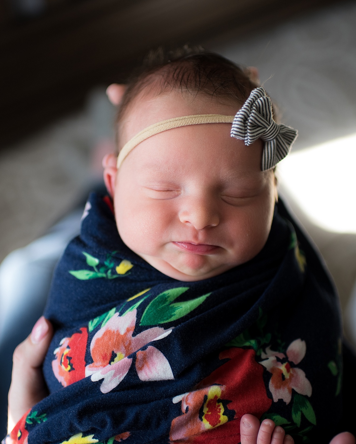 Newborn Girl swaddled in bright colors during newborn session by Erin Tetterton Photography