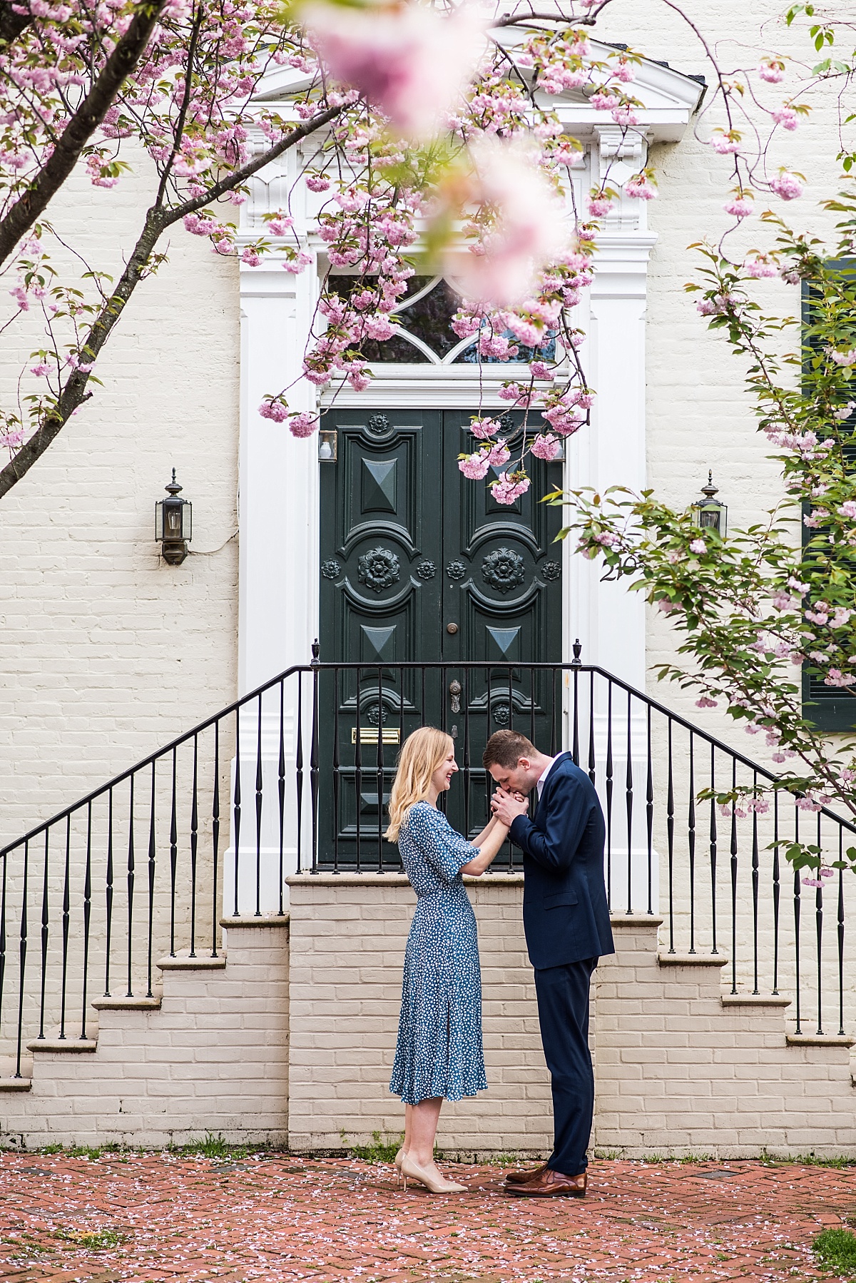 Cherry Blossom Engagement Session in Old Town Alexandria