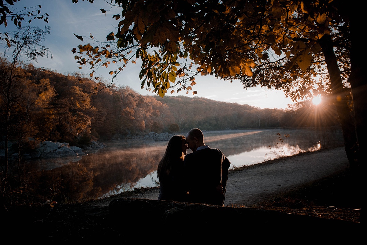 Billy Goat Trail Engagement Session in Fall at Great Falls, MD